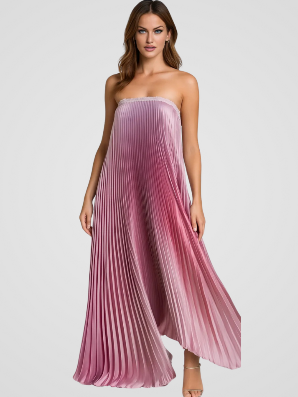 KYNSKIN™ - ÉCLAT ROSE Pleated Maxi Dress