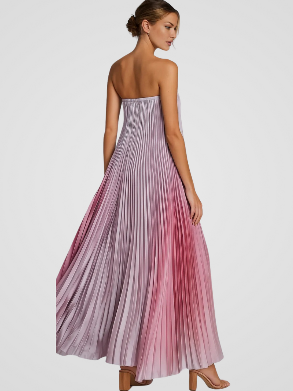 KYNSKIN™ - ÉCLAT ROSE Pleated Maxi Dress
