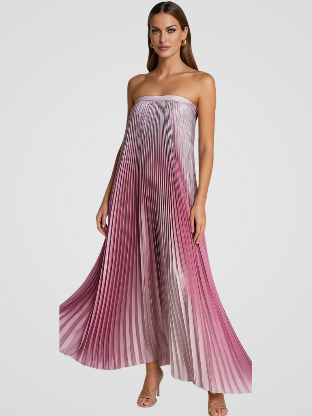 KYNSKIN™ - ÉCLAT ROSE Pleated Maxi Dress