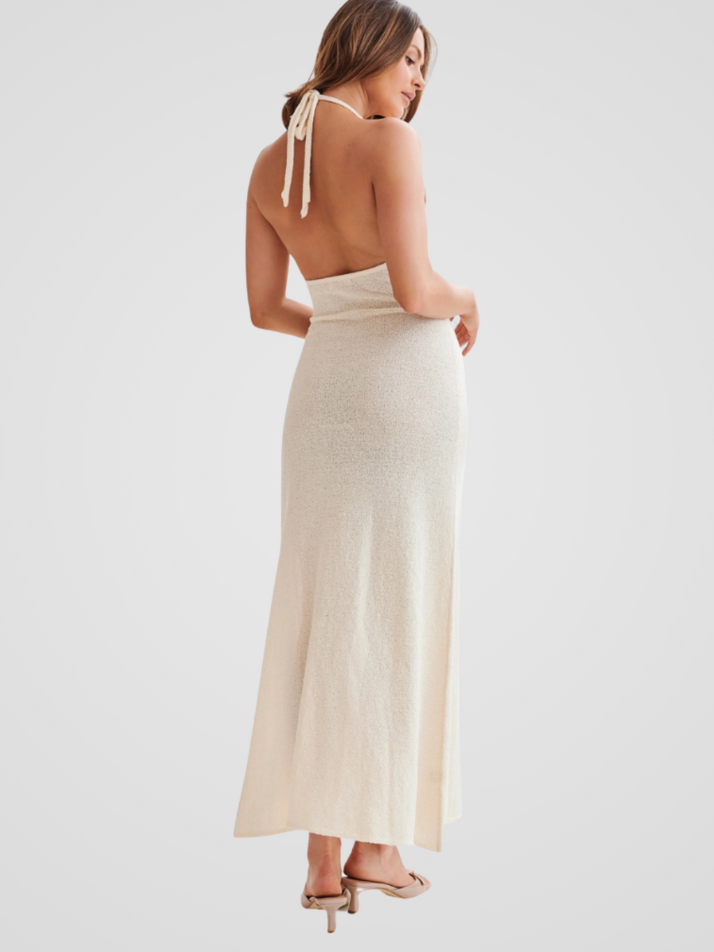 KYNSKIN™ - Cream Halter Maxi Dress