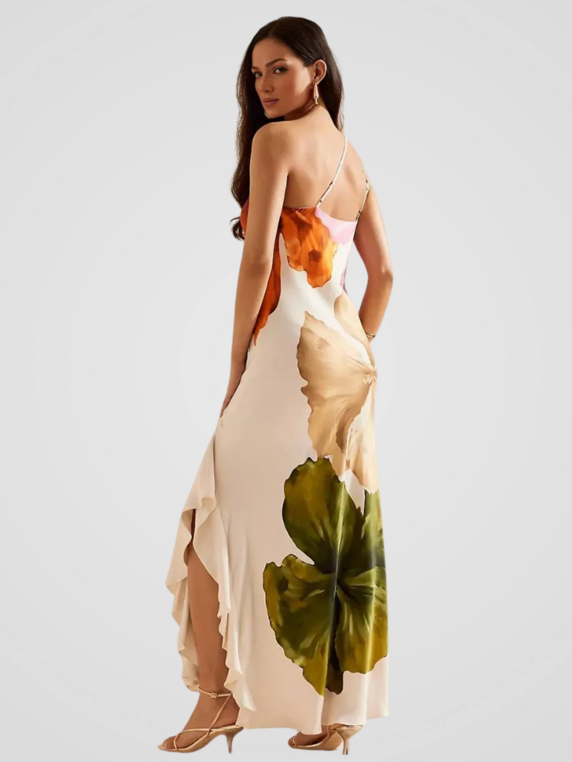 KYNSKIN™ - Florélia Asymmetrical Satin Maxi Dress