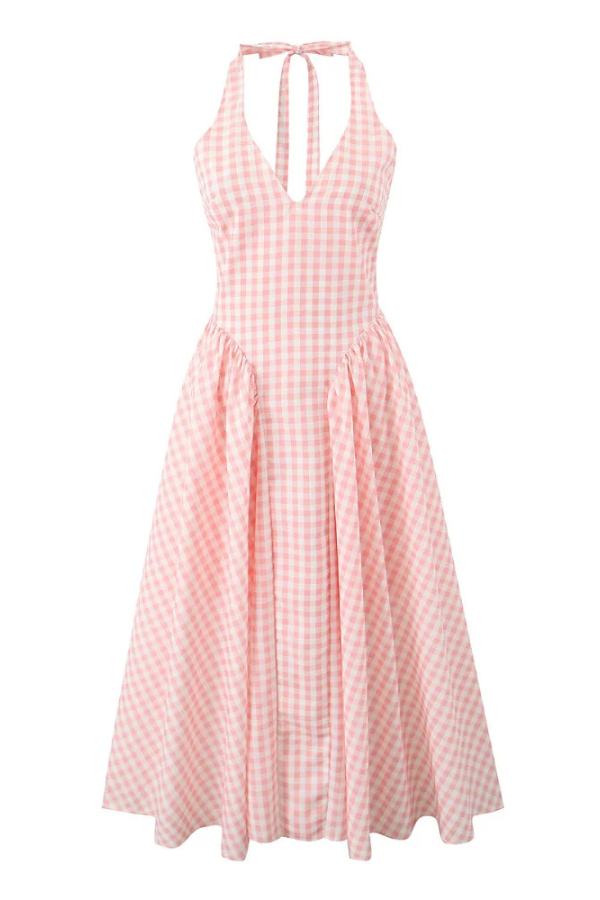 KYNSKIN™ - Romina Plaid Print Midi Dress