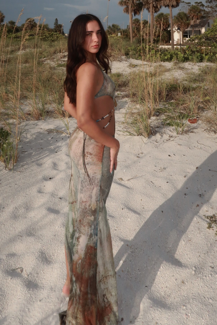 KYNSKIN™ - Reese Elegant Shell Waist Cut-Outs Maxi Dress