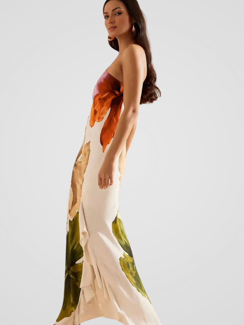 KYNSKIN™ - Florélia Asymmetrical Satin Maxi Dress