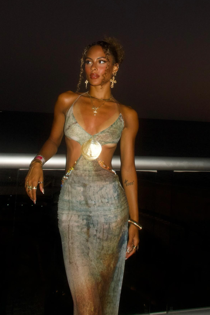 KYNSKIN™ - Reese Elegant Shell Waist Cut-Outs Maxi Dress