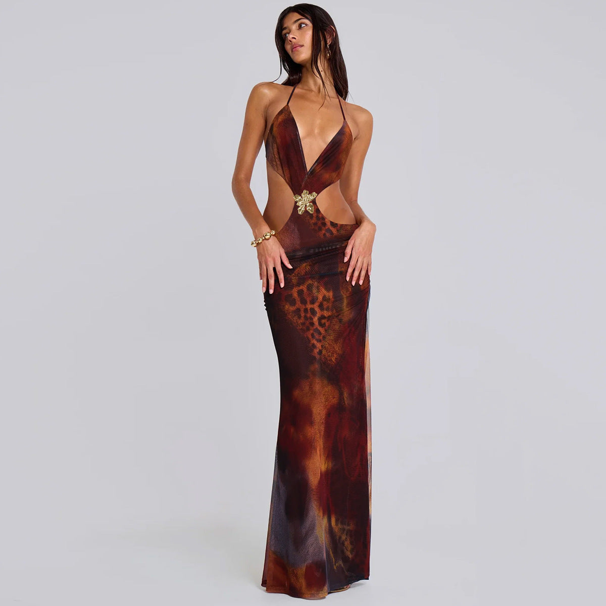 KYNSKIN™ - Tiana Slim-Fit Open Back Cutout Maxi Dress