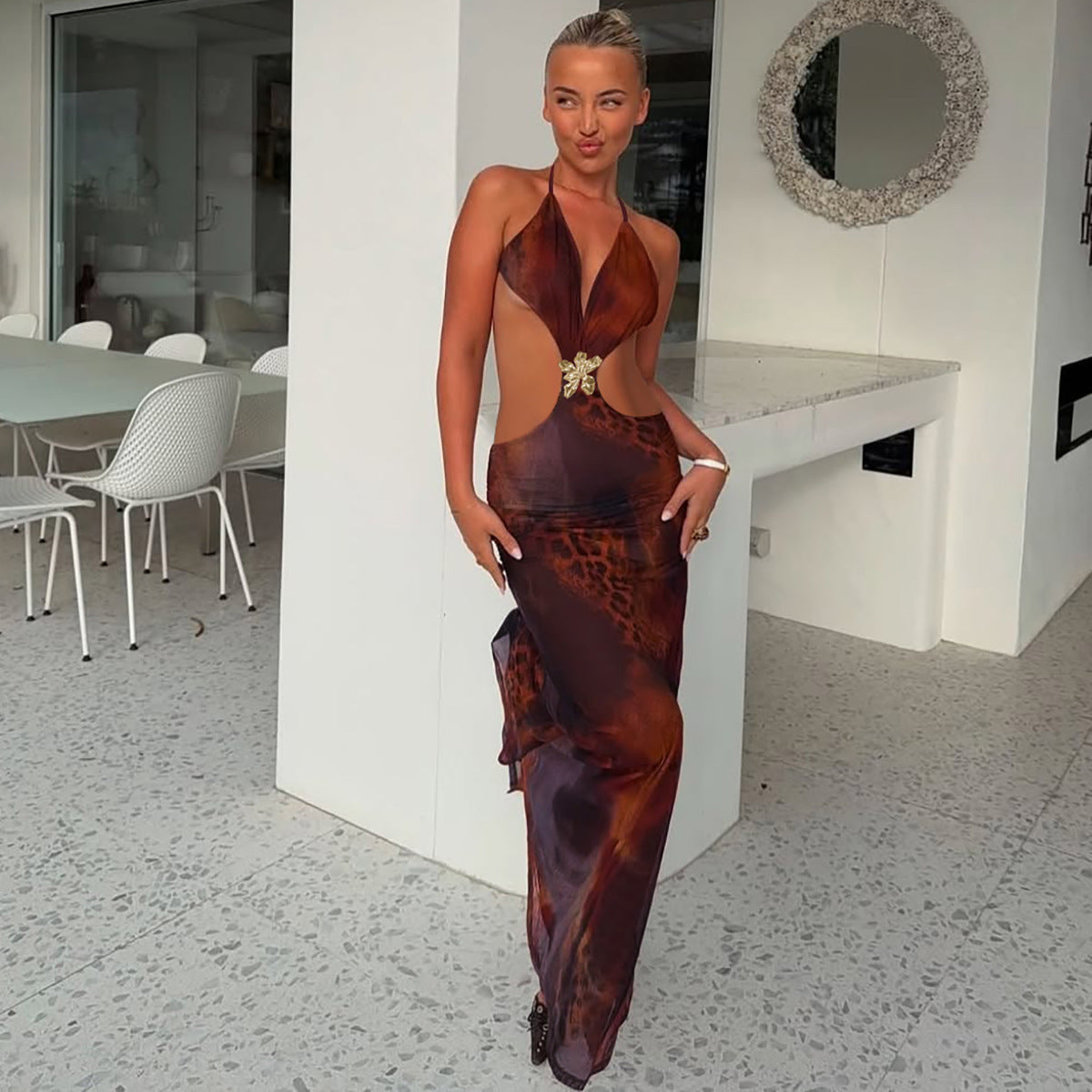 KYNSKIN™ - Tiana Slim-Fit Open Back Cutout Maxi Dress
