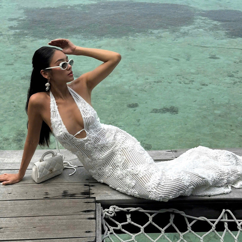 KYNSKIN™ - Arlette Hanging Neck Sleeveless Maxi Dress