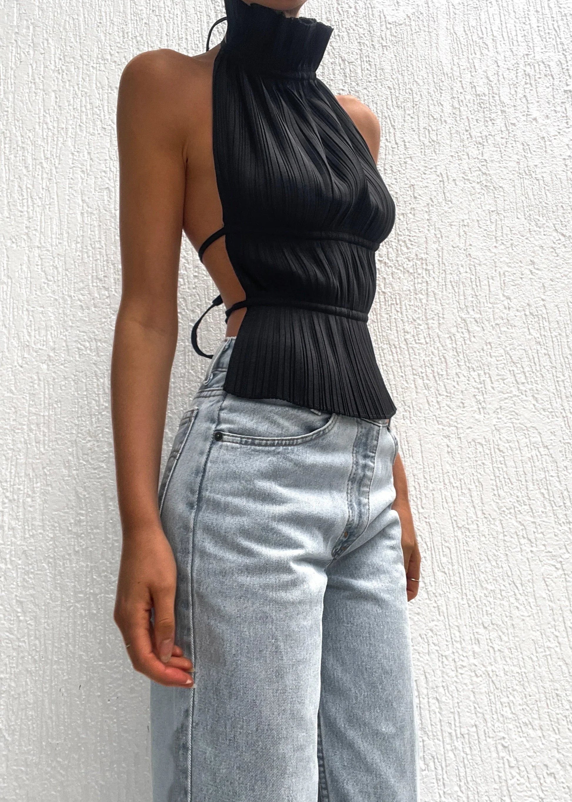 KYNSKIN™ - Lauren Backless Pleated Top