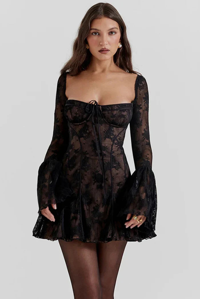 KYNSKIN™ - Mabel Long Sleeved Lace Mini Dress