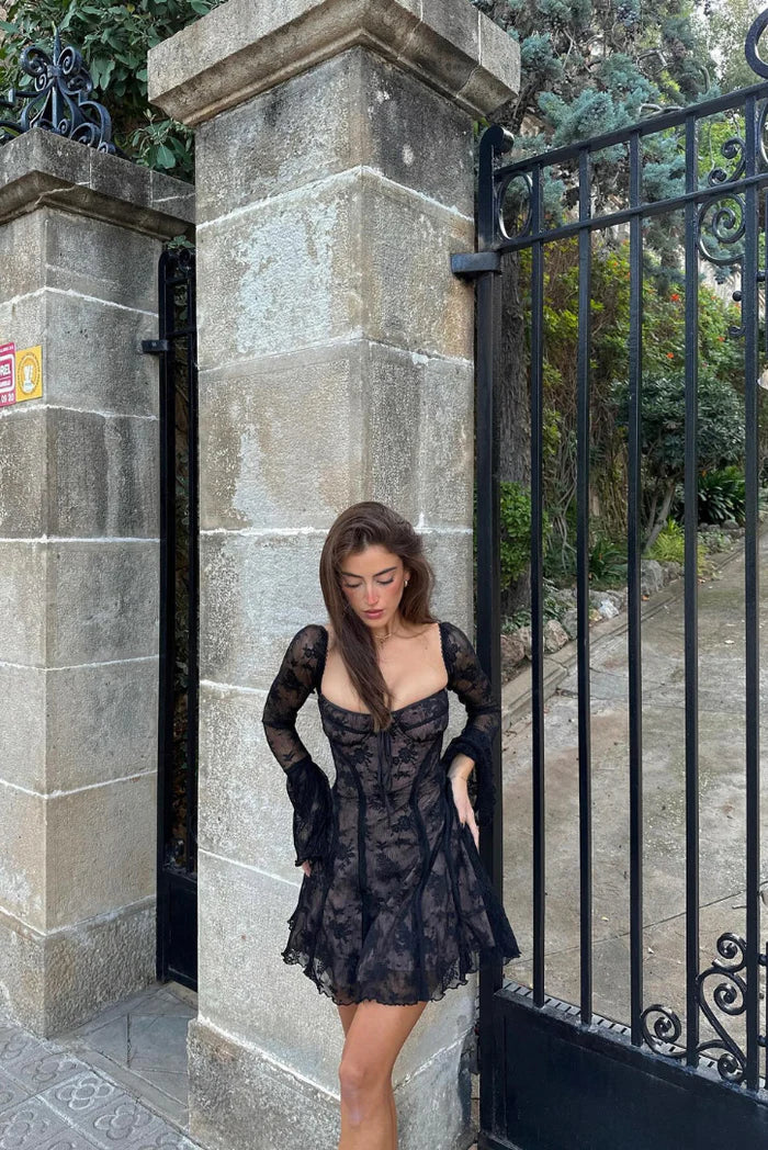 KYNSKIN™ - Mabel Long Sleeved Lace Mini Dress
