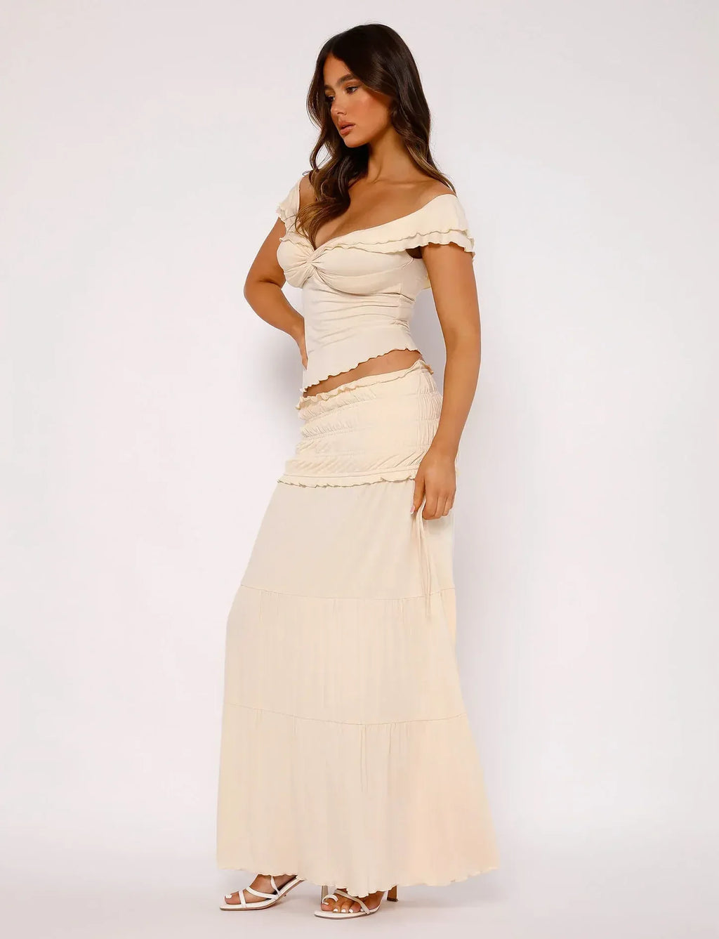 KYNSKIN™ - Paula Boho Ruffled Top and Maxi Skirt Set
