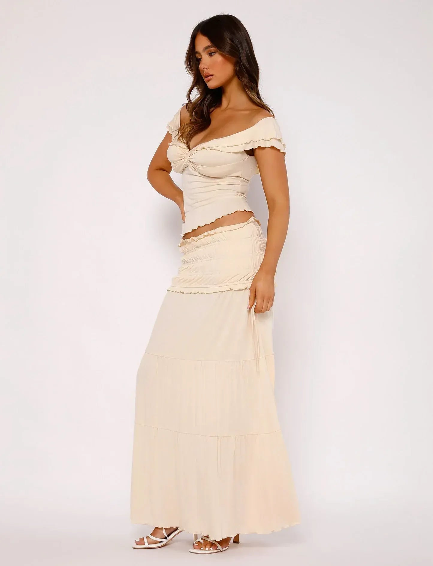 KYNSKIN™ - Paula Boho Ruffled Top and Maxi Skirt Set