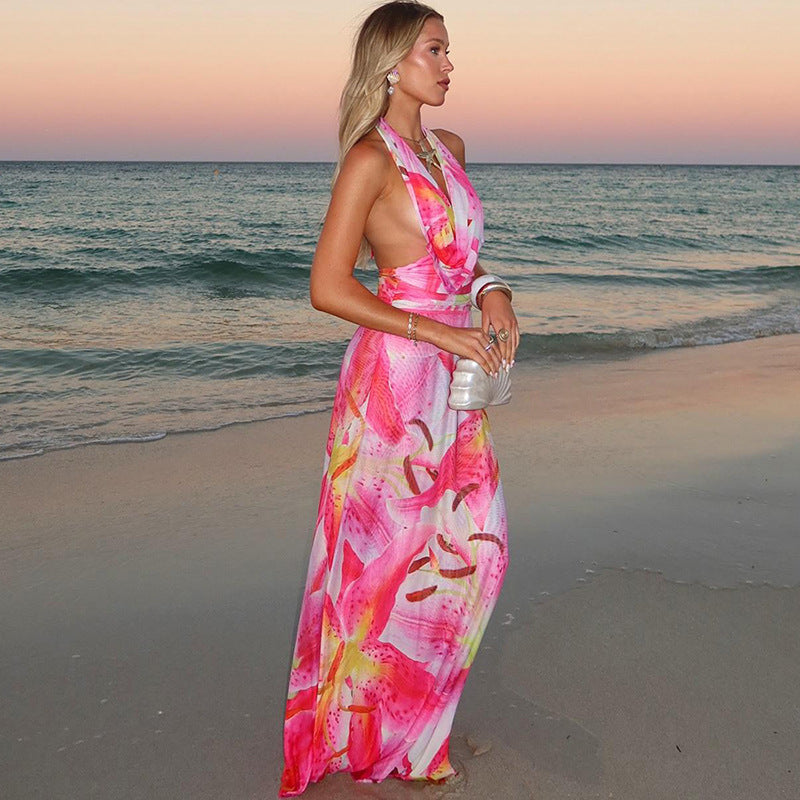 KYNSKIN™ - Aviana Backless Halter Maxi Dress