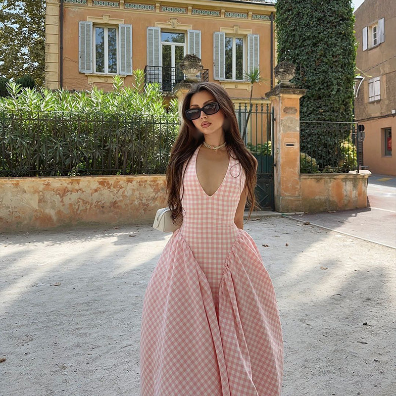 KYNSKIN™ - Romina Plaid Print Midi Dress