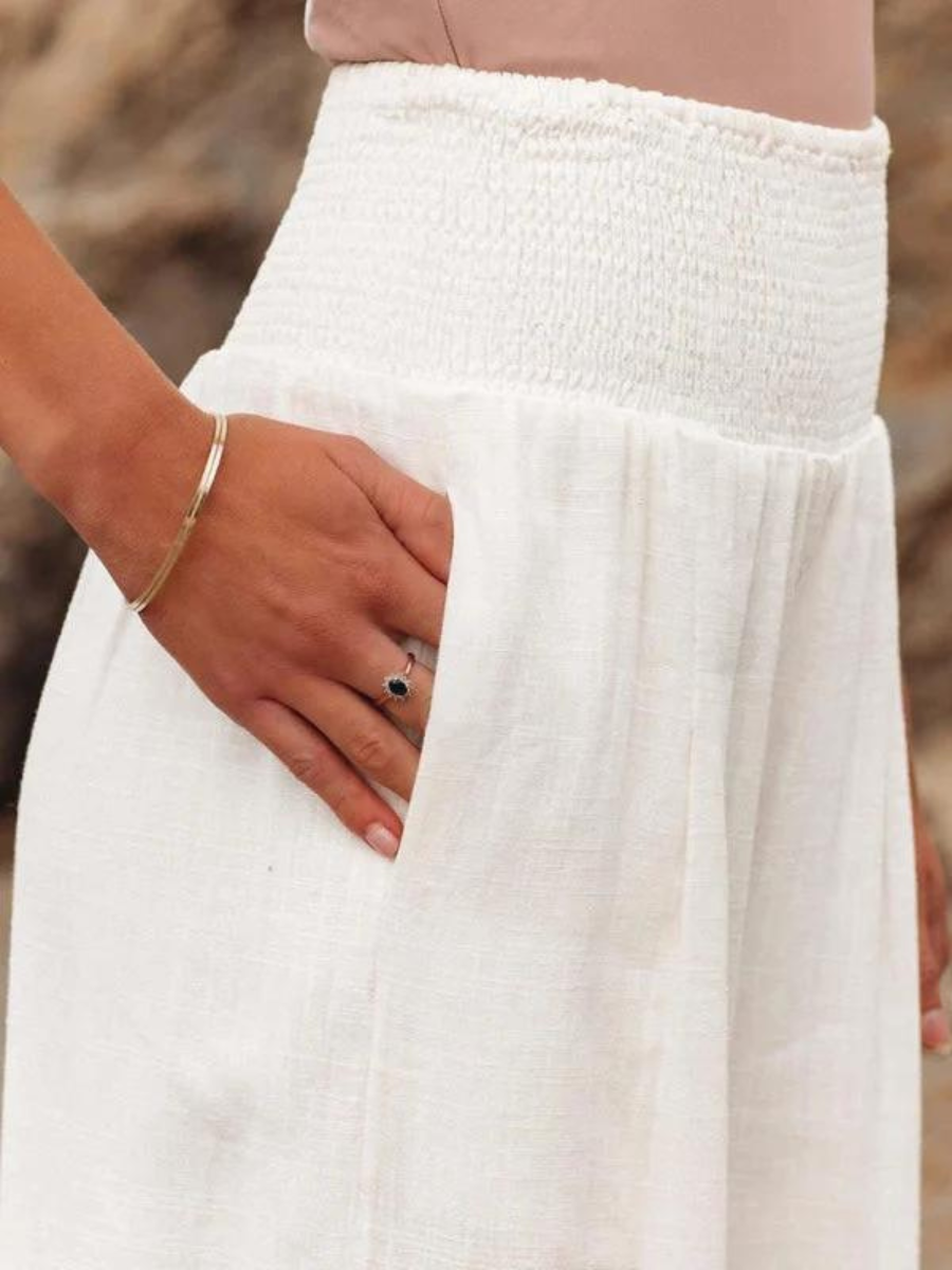 KYNSKIN™ - Whitney Smocked Waist Wide-Leg Trousers