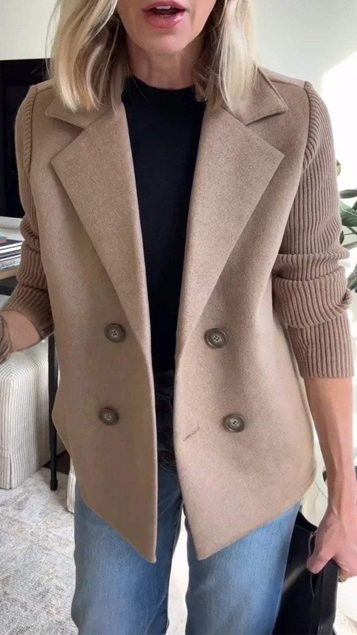 KYNSKIN™ - Lenora Chic Knit-Sleeve Blazer