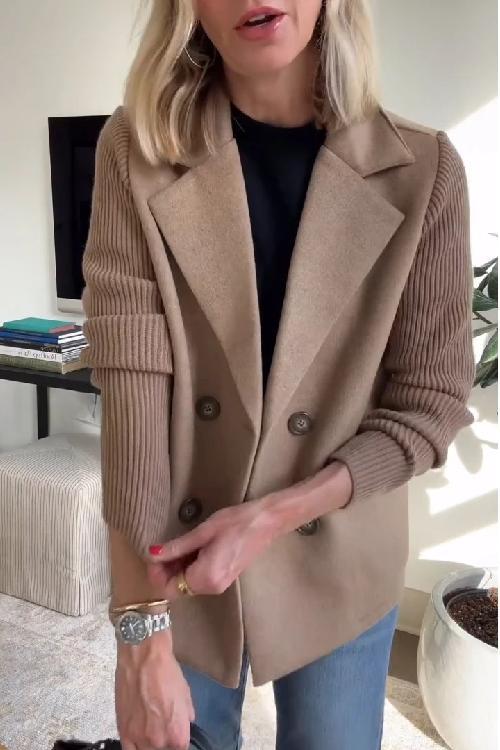 KYNSKIN™ - Lenora Chic Knit-Sleeve Blazer